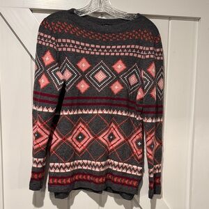 Talbots Geometric Sweater - Gray, Pink, Red